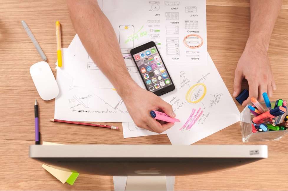 stock image of someone working on a new presentation 