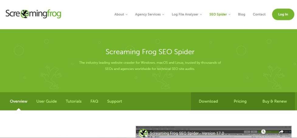 screenshot screaming frog two spider page 