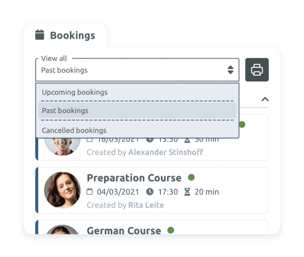 Access student data and scheduling history