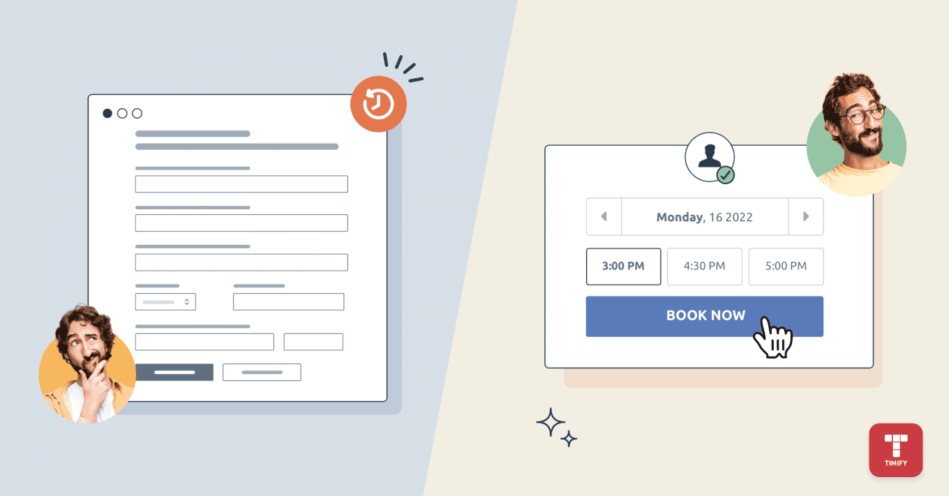 a contact form in comparison with an appointment booking widget to book appointments