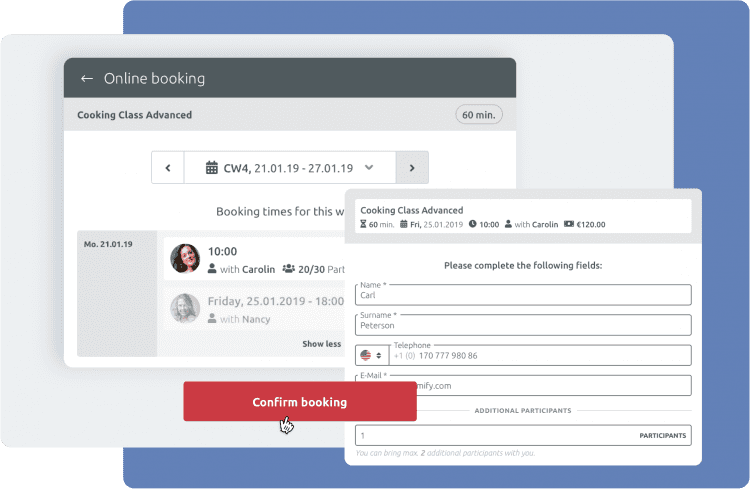 customer booking process timify