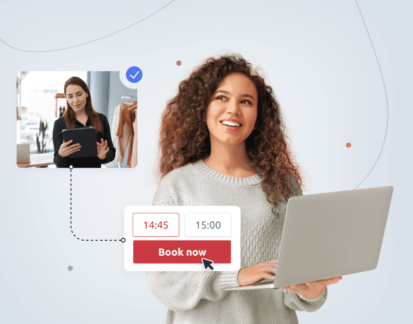 a women booking a person shopper appointment via timify 