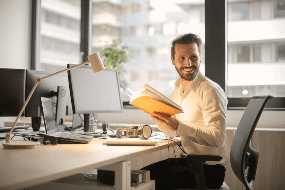 stock image of a man working in his office 