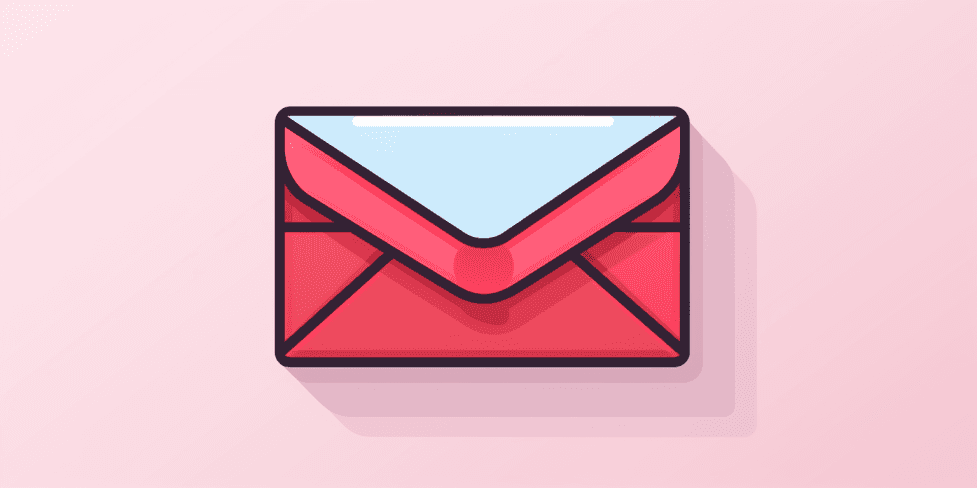 digital email inbox icon, line-art style with a pink theme