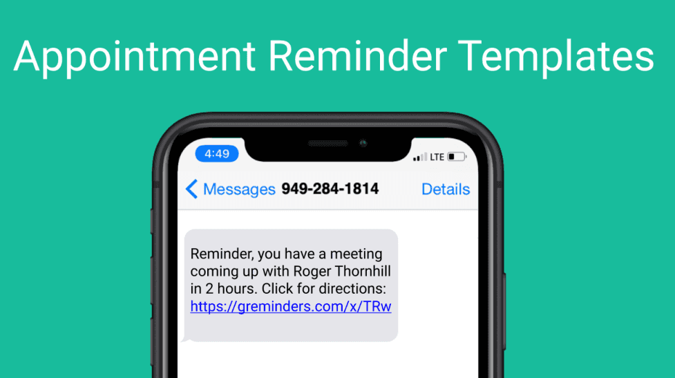 graphic image of a appointment reminder message 