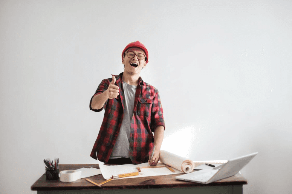 stock image of an architect working on a new building 