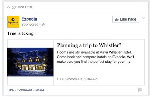 expedia example of a personalised add 