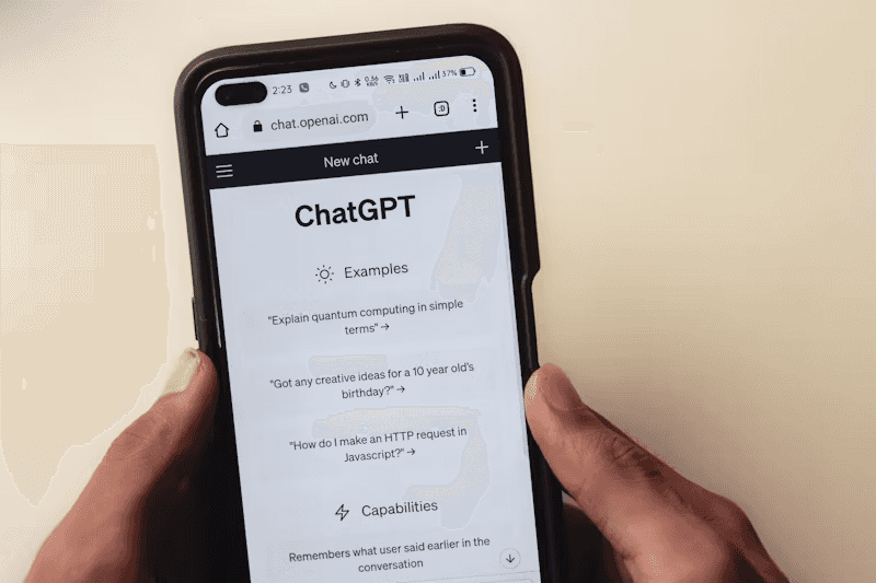 mobile phone showing the chat gpt app