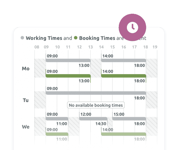 Working & booking times